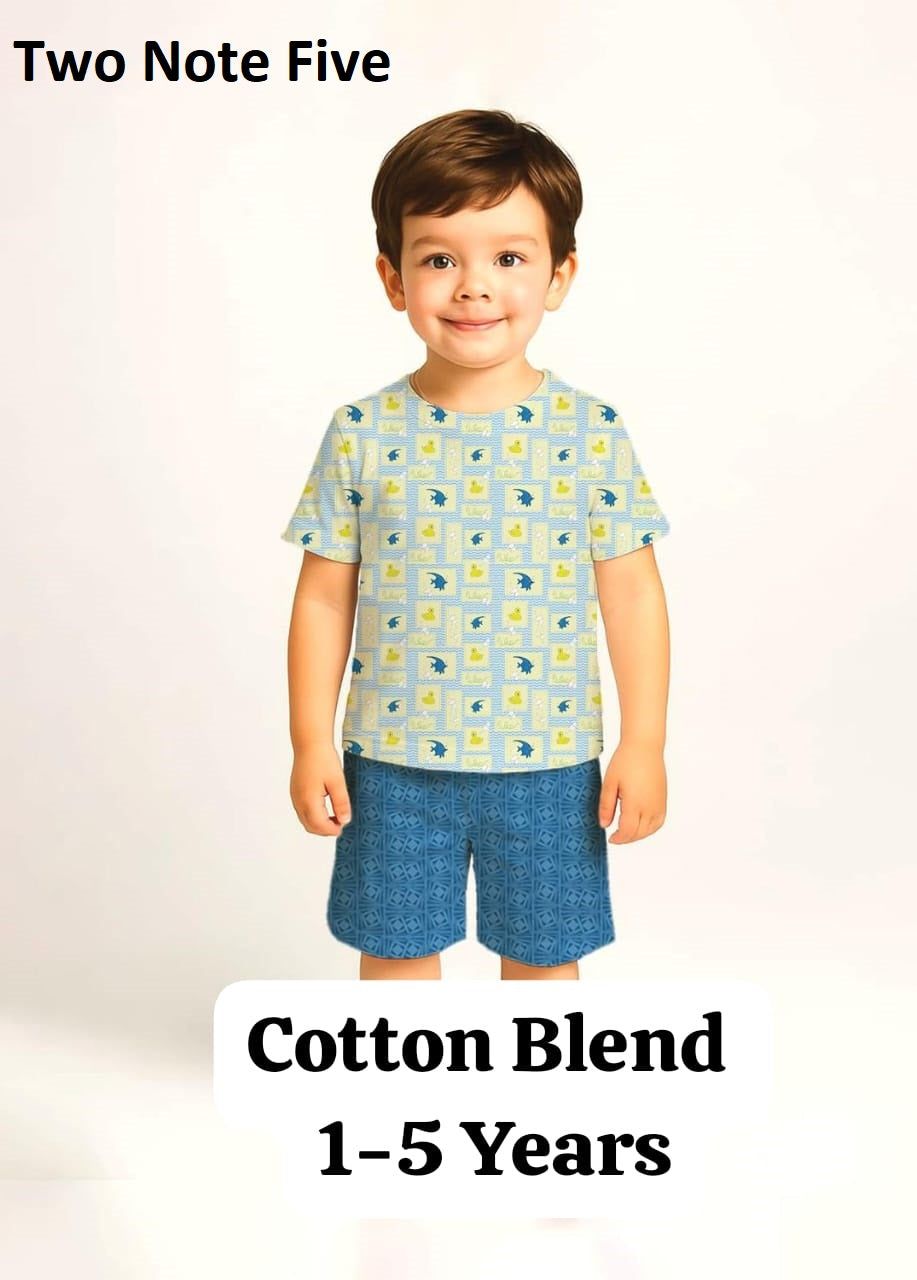 Half Sleeves 26 Two Note Five Cotton Blend Boys Shorts Set Exporter India