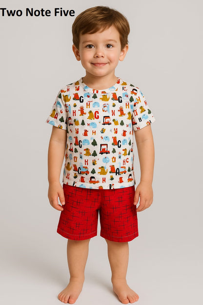 Half Sleeves 26 Two Note Five Cotton Blend Boys Shorts Set Exporter India