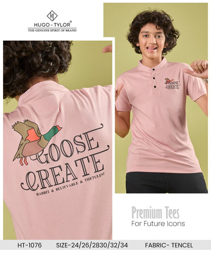 Half Sleeves Ht 1076 Hugo Tylor Lycra Tencil Boys Tshirt Wholesale Rate