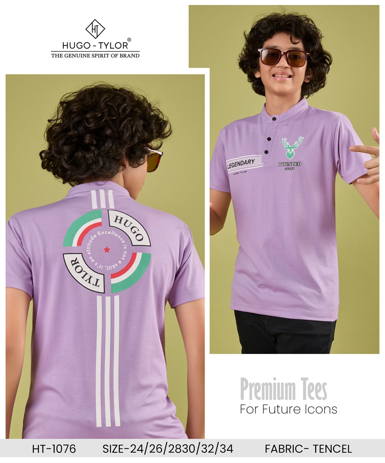 Half Sleeves Ht 1076 Hugo Tylor Lycra Tencil Boys Tshirt Wholesale Rate