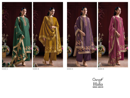 Halia S2940 Ganga Premium Viscose Plazzo Style Suits Manufacturer Gujarat