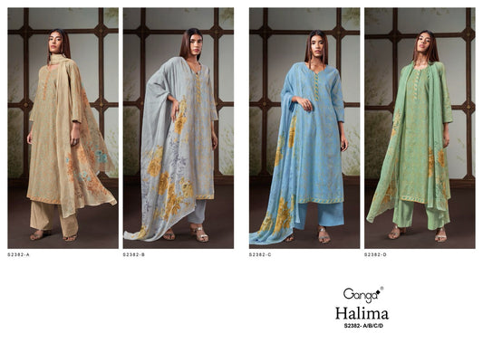 Halima-2382 Ganga Premium Cotton Plazzo Style Suits