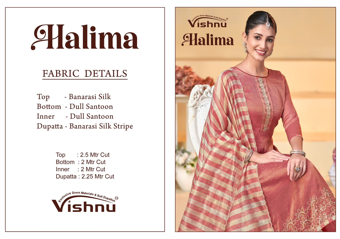 Halima Vishnu Impex Banarasi Silk Pant Style Suits Supplier Gujarat