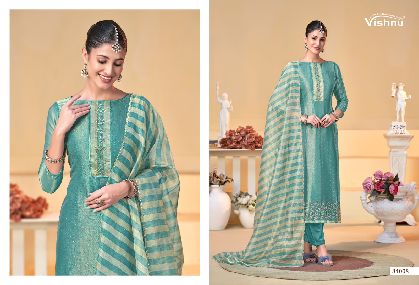 Halima Vishnu Impex Banarasi Silk Pant Style Suits Supplier Gujarat
