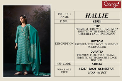 Hallie 3984 Ganga Wool Pashmina Suits Wholesale Price