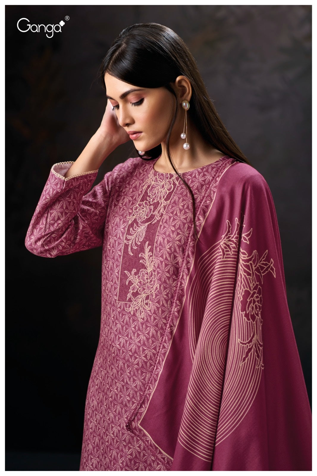 Hallie 3984 Ganga Wool Pashmina Suits Wholesale Price