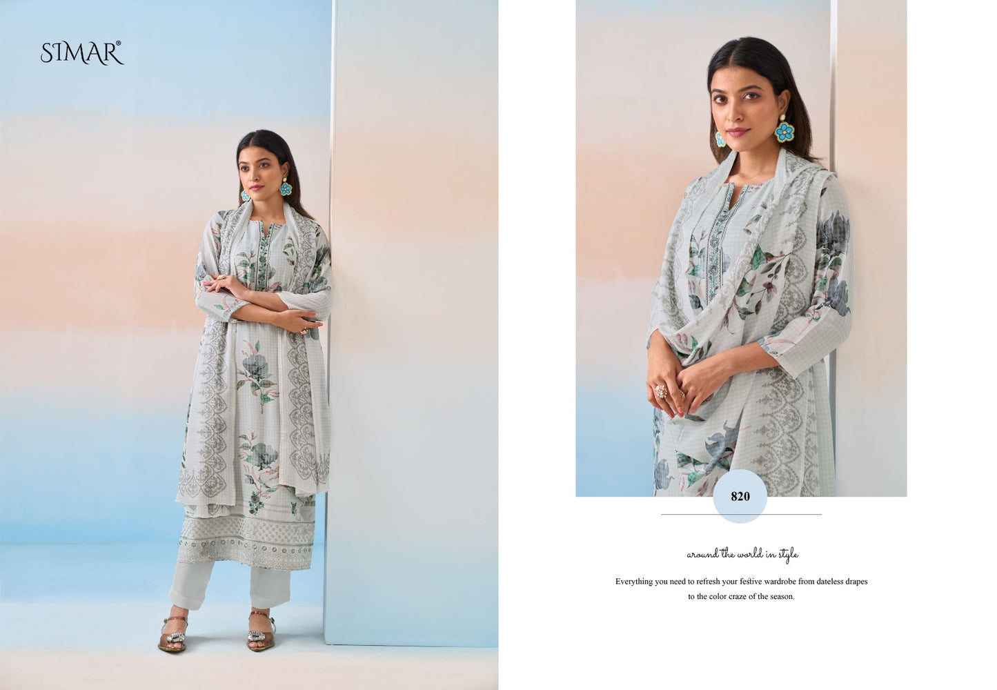Hamsa Simar Pure Viscose Muslin Pant Style Suits Wholesale Price