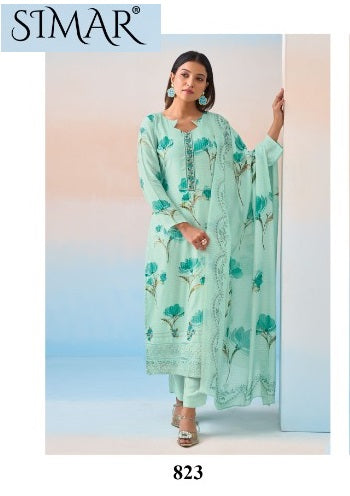 Hamsa Simar Pure Viscose Muslin Pant Style Suits Wholesale Price