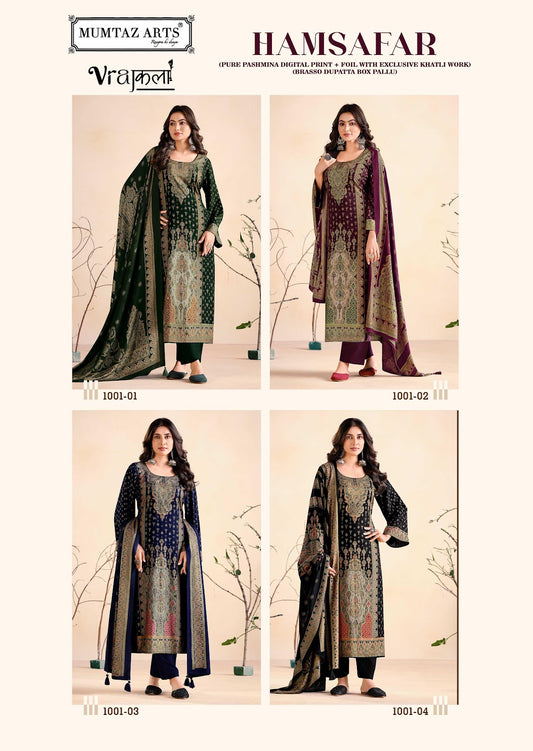 Hamsafar Mumtaz Arts Viscose Karachi Pashmina Salwar Suits Exporter India