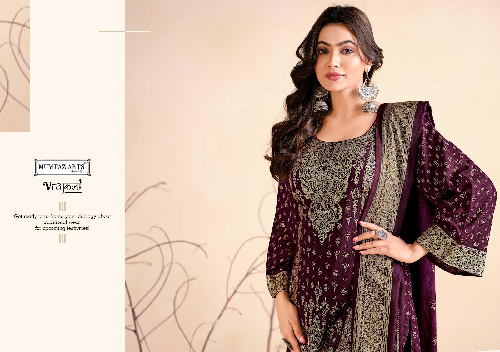 Hamsafar Mumtaz Arts Viscose Karachi Pashmina Salwar Suits Exporter India