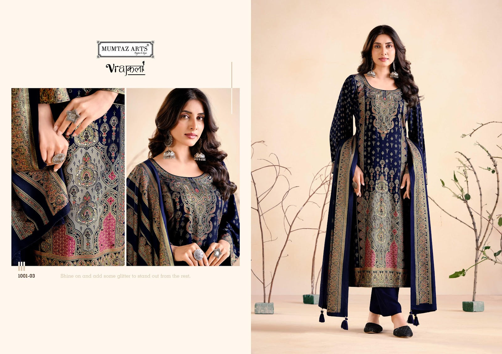 Hamsafar Mumtaz Arts Viscose Karachi Pashmina Salwar Suits Exporter India