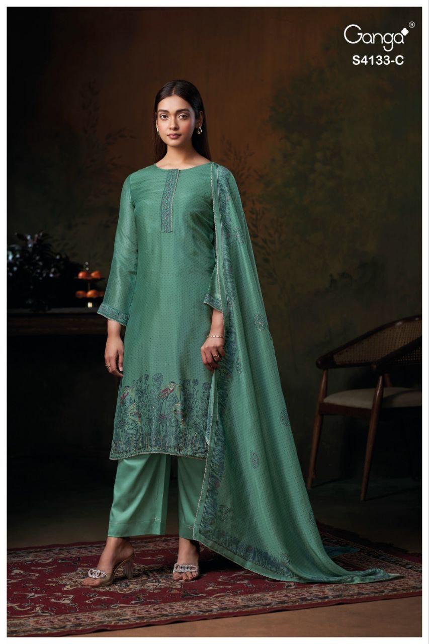 Hamsini 4133 Ganga Premium Bemberg Plazzo Style Suits Wholesale