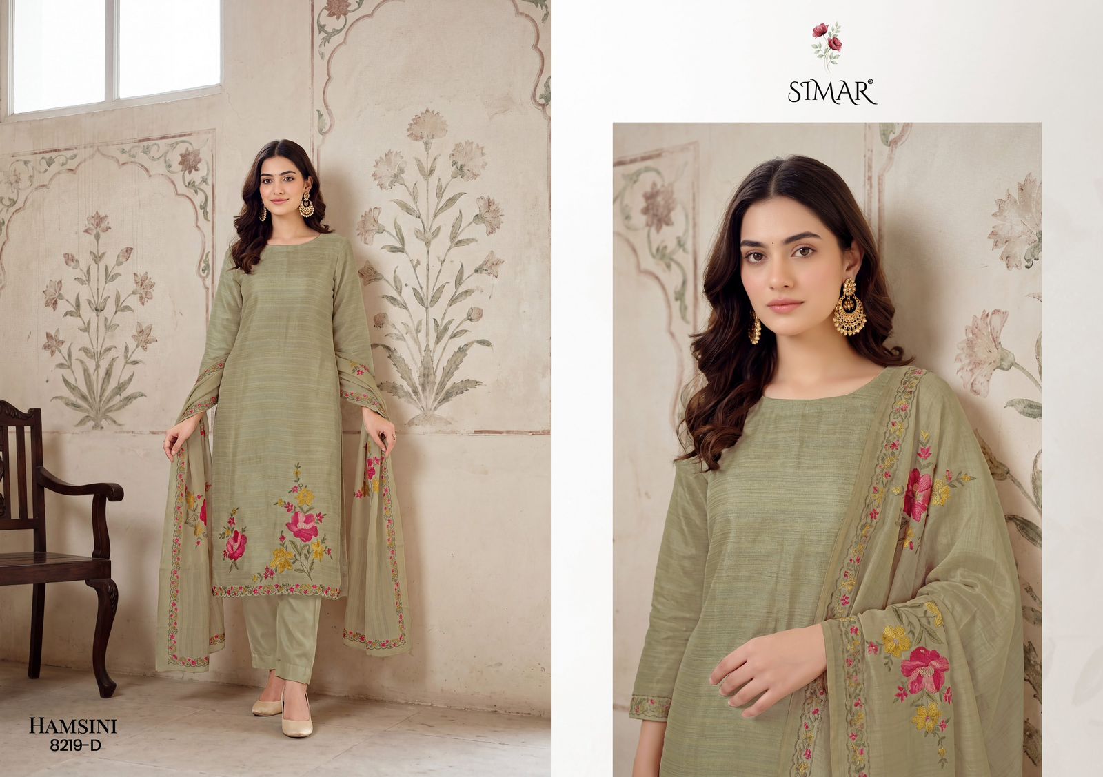 Hamsini Simar Viscose Muslin Pant Style Suits Manufacturer India