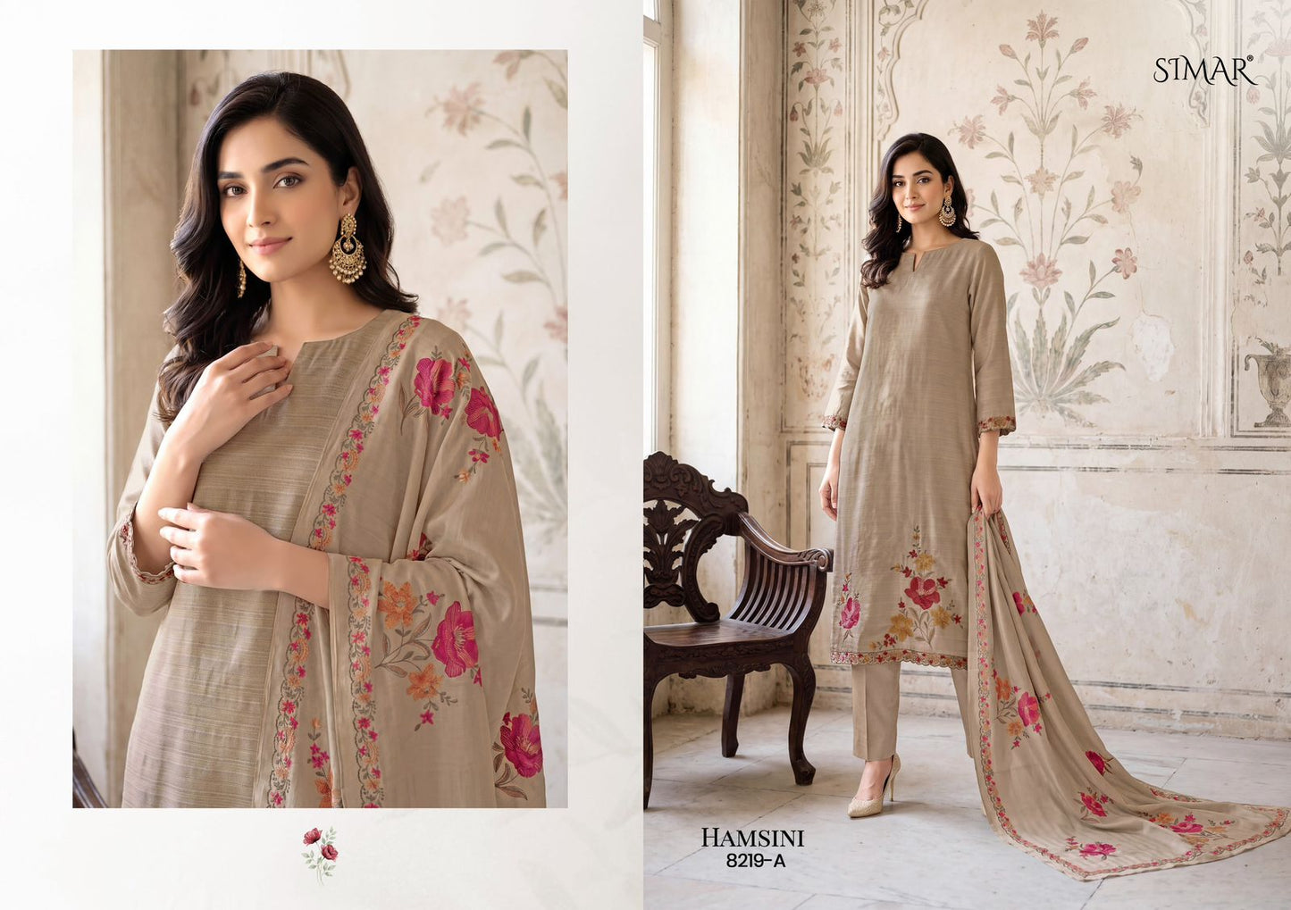 Hamsini Simar Viscose Muslin Pant Style Suits Manufacturer India