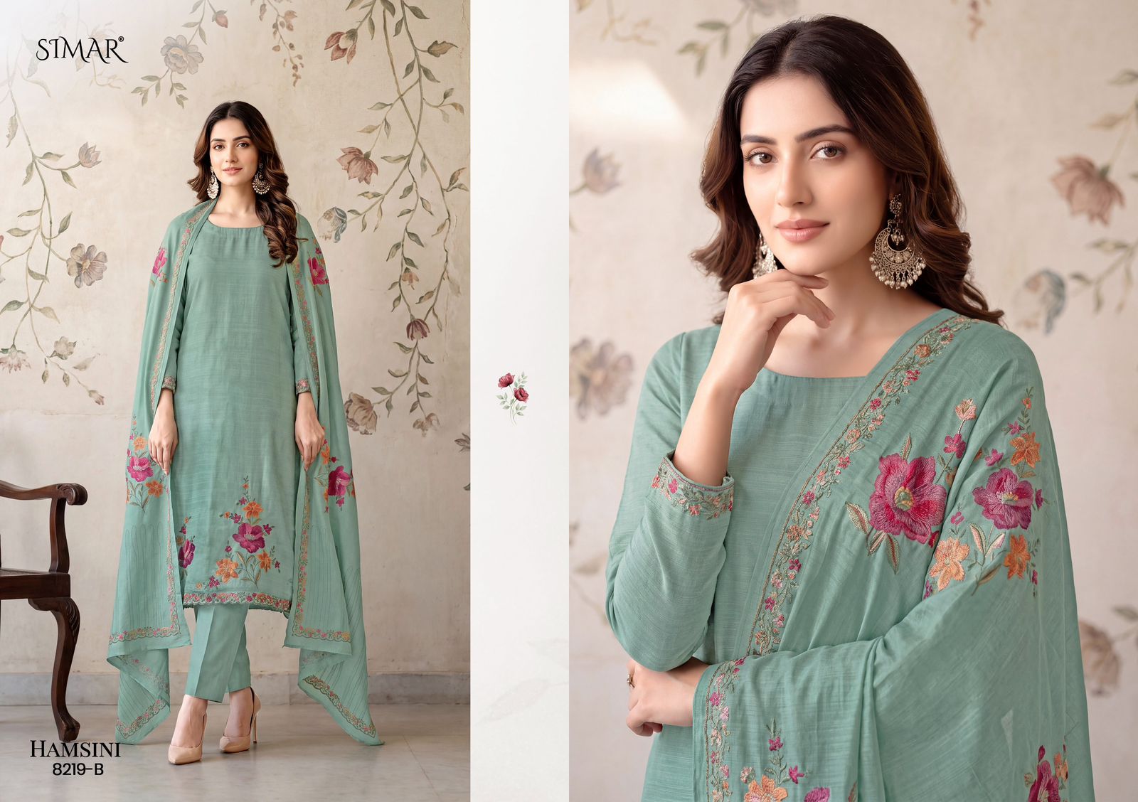 Hamsini Simar Viscose Muslin Pant Style Suits Manufacturer India