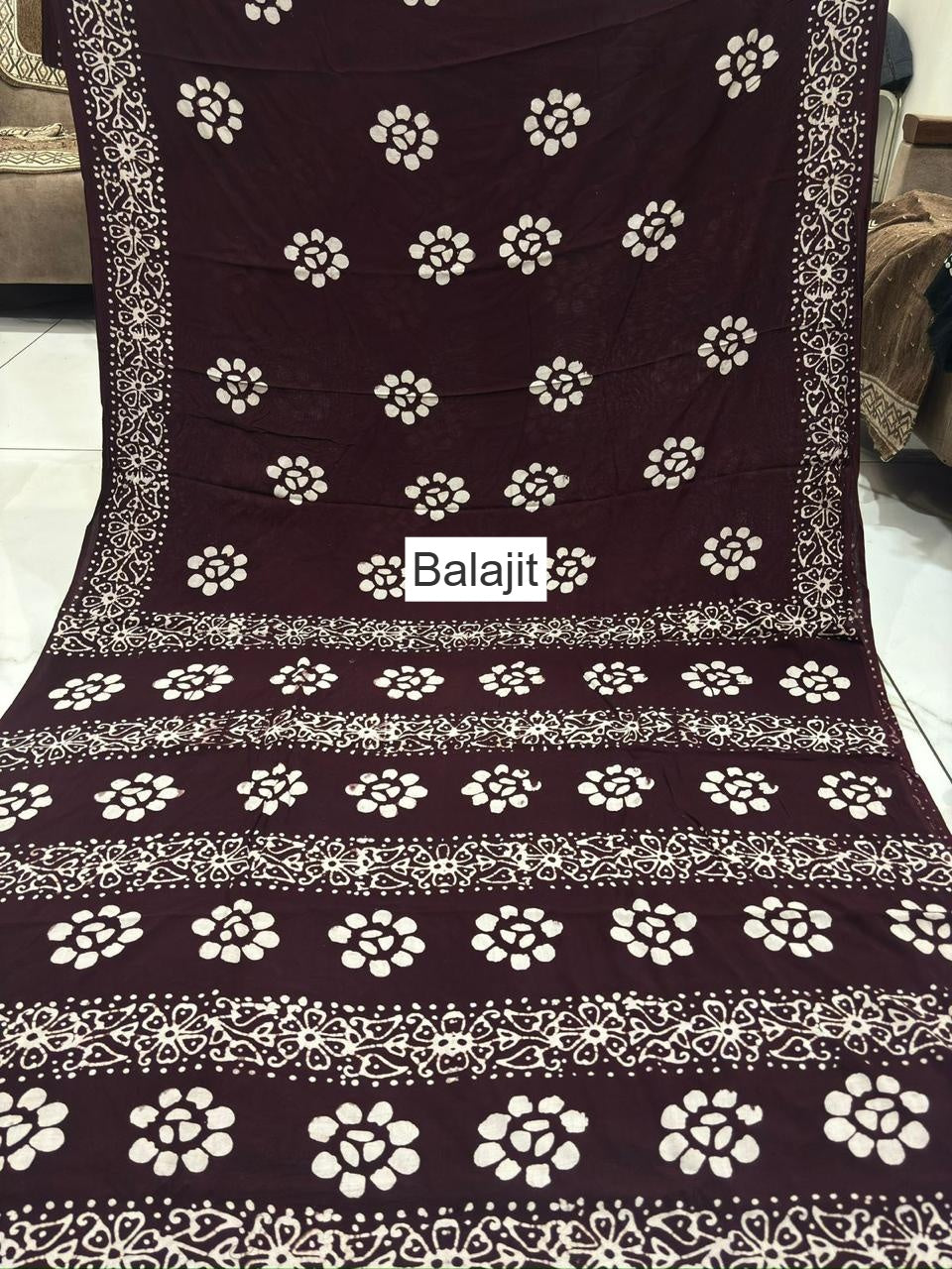 Hand Made Batik Balajit Rayon Sarees Manufacturer Ahmedabad