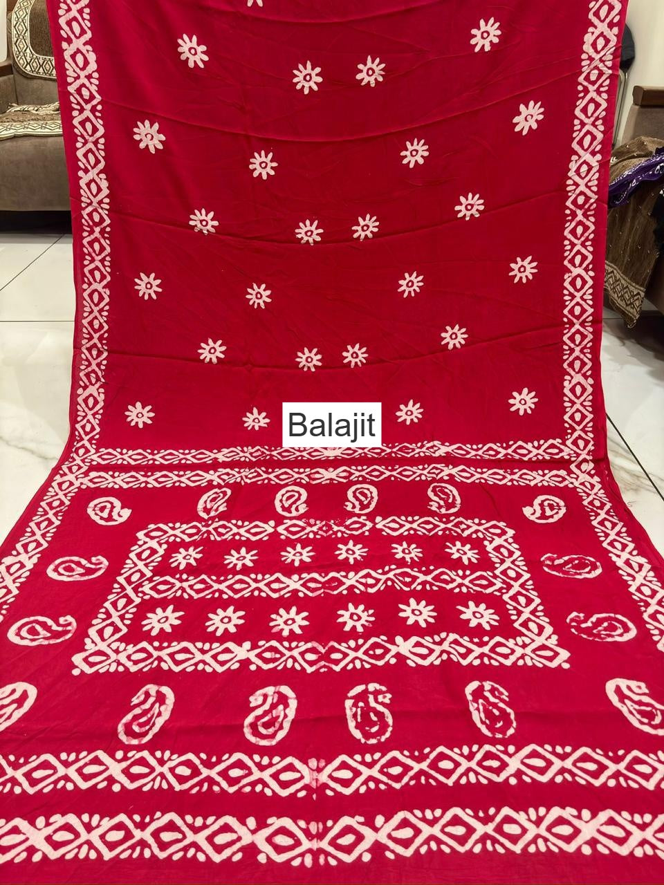 Hand Made Batik Balajit Rayon Sarees Manufacturer Ahmedabad