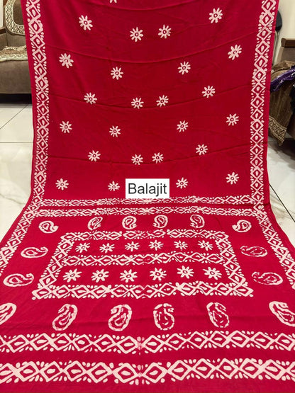 Hand Made Batik Balajit Rayon Sarees Manufacturer Ahmedabad