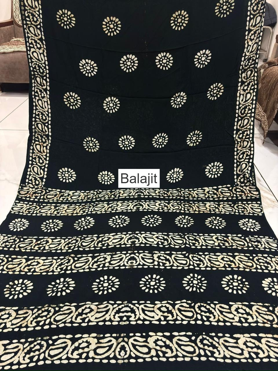 Hand Made Batik Balajit Rayon Sarees Manufacturer Ahmedabad