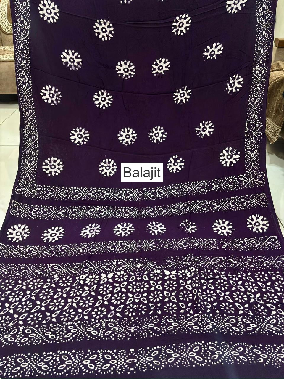 Hand Made Batik Balajit Rayon Sarees Manufacturer Ahmedabad