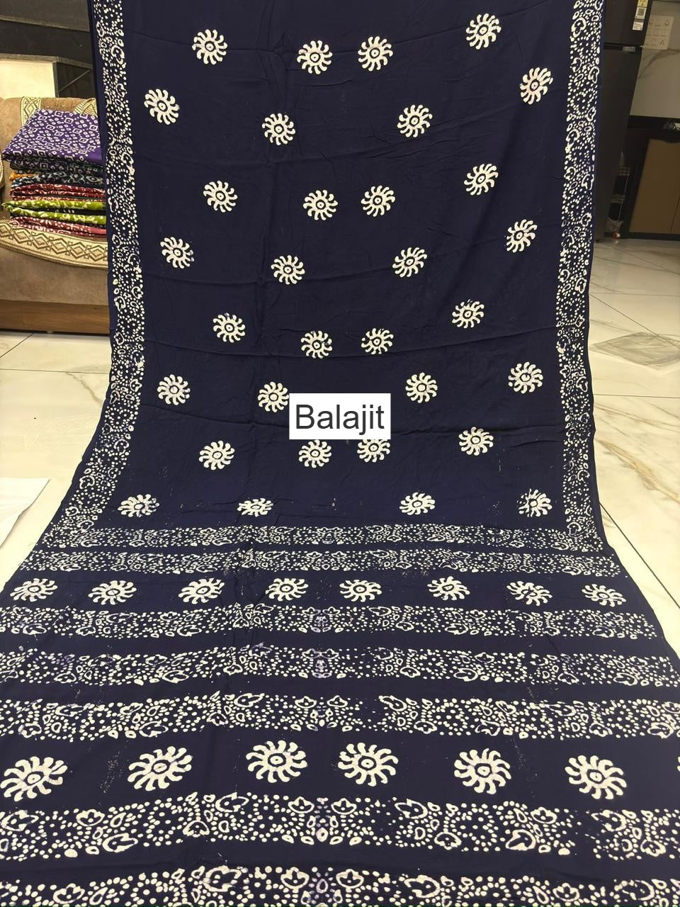 Hand Made Batik Balajit Rayon Sarees Manufacturer Ahmedabad