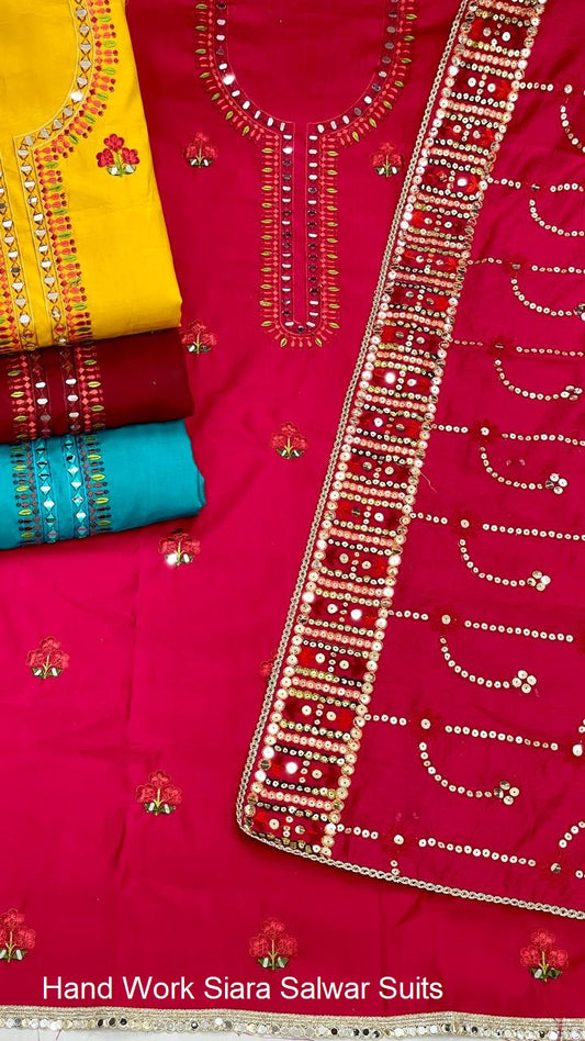 Hand Work Siara Roman Silk Salwar Suits Wholesaler