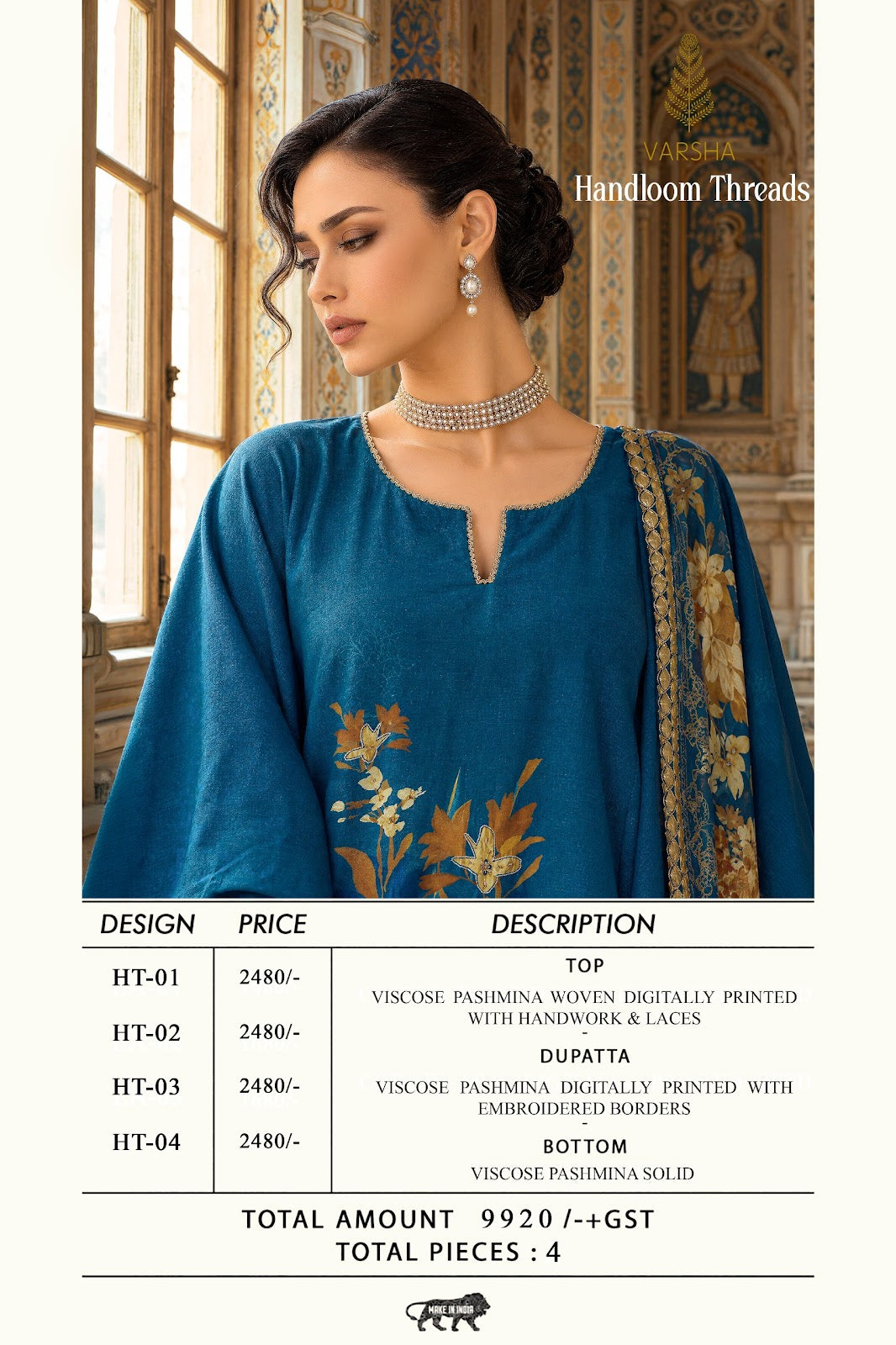 Handloom Threads Varshaa Viscose Pashmina Suits Wholesale