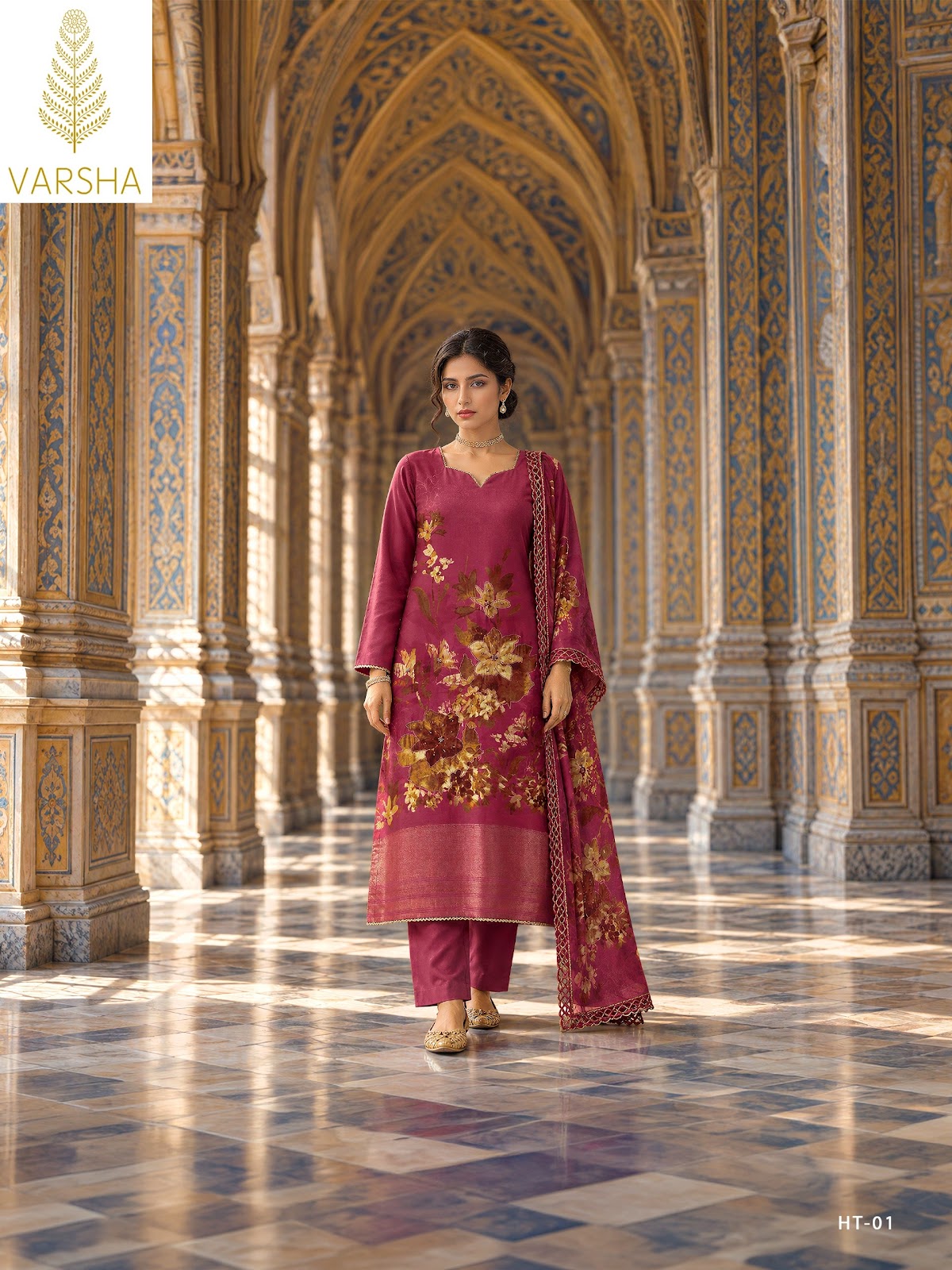 Handloom Threads Varshaa Viscose Pashmina Suits Wholesale