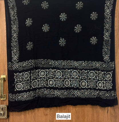 Handmade Wax Batik 0202 Balajit Rayon Dupatta Supplier Ahmedabad