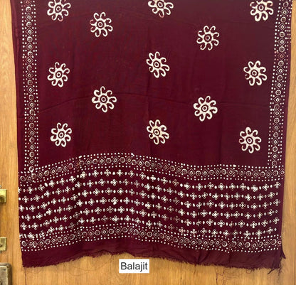 Handmade Wax Batik 0202 Balajit Rayon Dupatta Supplier Ahmedabad