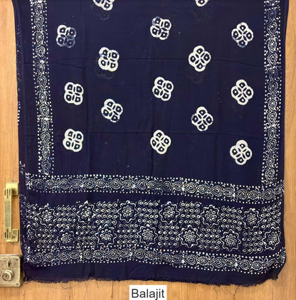 Handmade Wax Batik 0202 Balajit Rayon Dupatta Supplier Ahmedabad