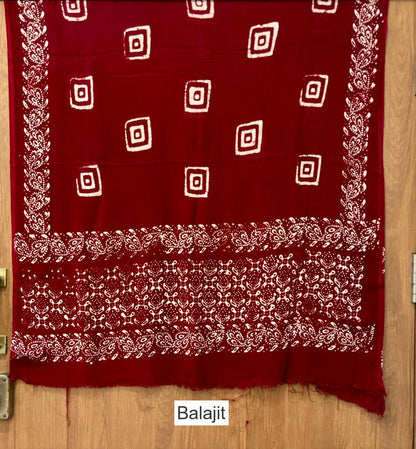 Handmade Wax Batik 0202 Balajit Rayon Dupatta Supplier Ahmedabad