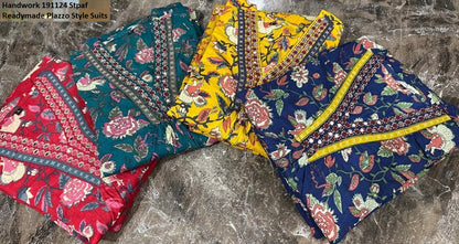 Handwork 191124 Stpaf Cotton Readymade Plazzo Style Suits Wholesale