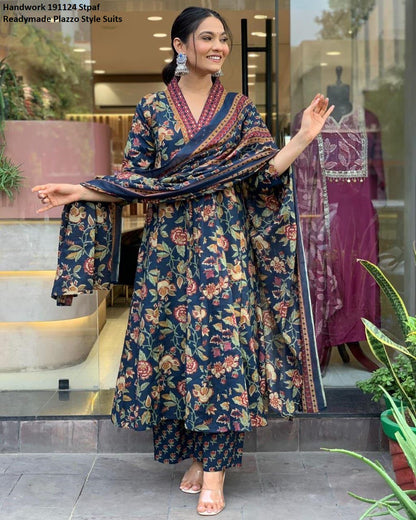 Handwork 191124 Stpaf Cotton Readymade Plazzo Style Suits Wholesale