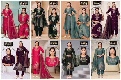 Handwork 2208 Bemitex Roman Silk Readymade Pant Style Suits Wholesale Price