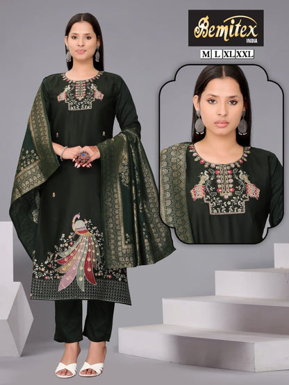 Handwork 2208 Bemitex Roman Silk Readymade Pant Style Suits Wholesale Price