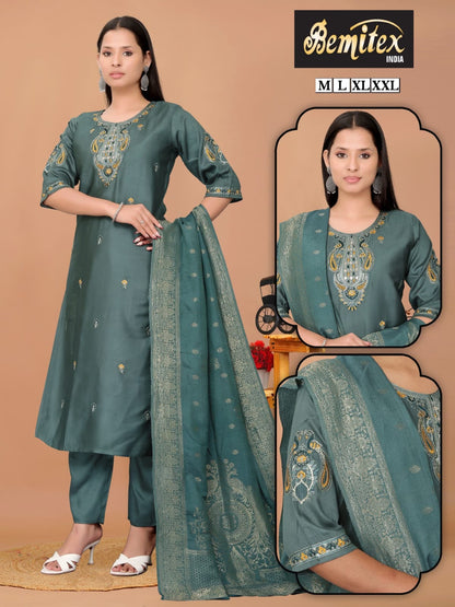 Handwork 2208 Bemitex Roman Silk Readymade Pant Style Suits Wholesale Price