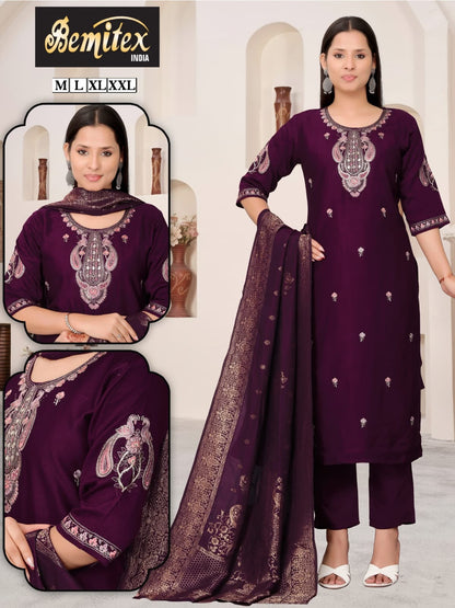 Handwork 2208 Bemitex Roman Silk Readymade Pant Style Suits Wholesale Price