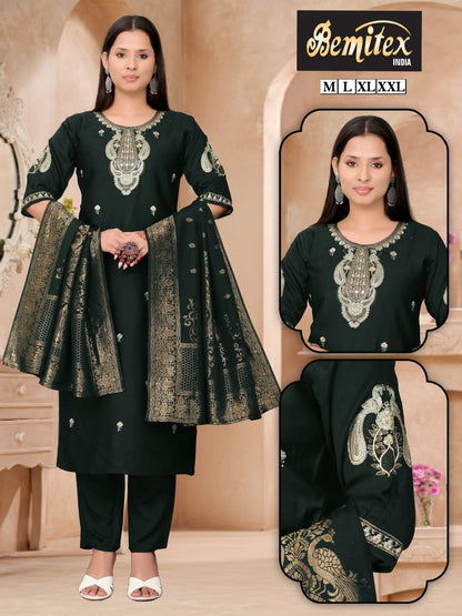 Handwork 2208 Bemitex Roman Silk Readymade Pant Style Suits Wholesale Price