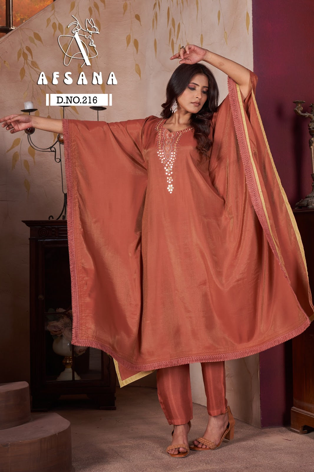 Handwork Design No 216 Afsana Modal Kaftan Pant Set Wholesale Rate