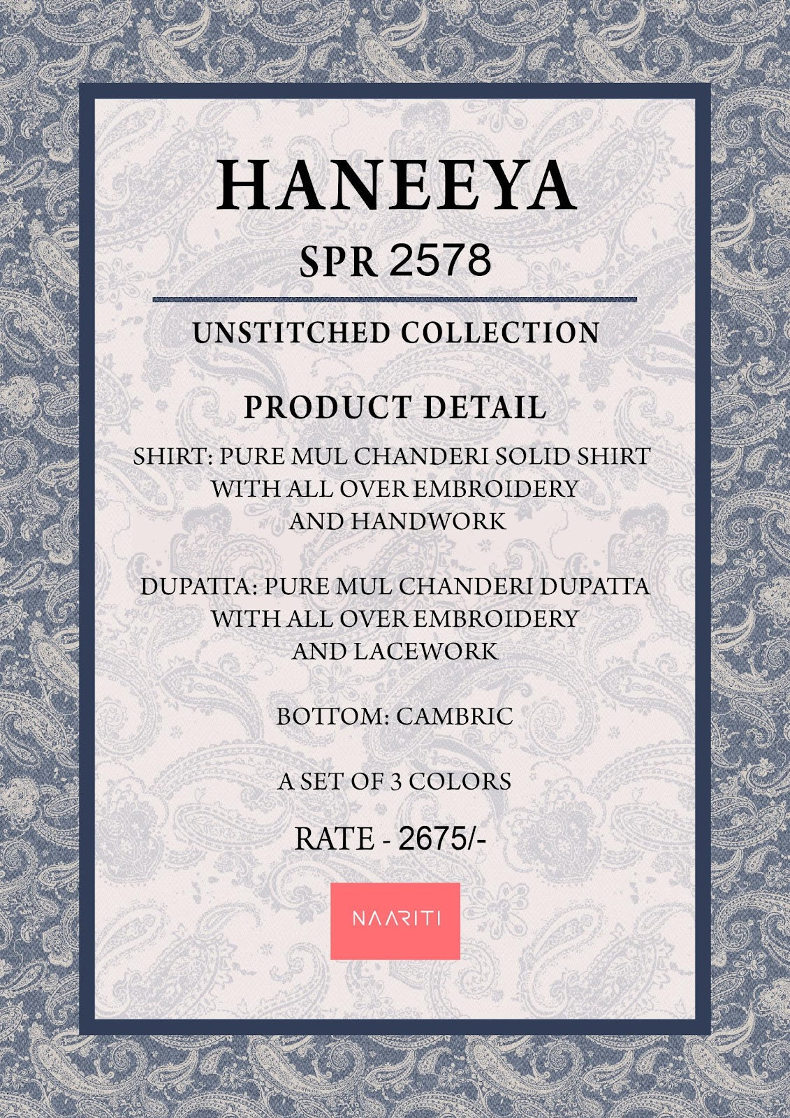 Haneeya Naariti Mul Chanderi Pant Style Suits Supplier Ahmedabad