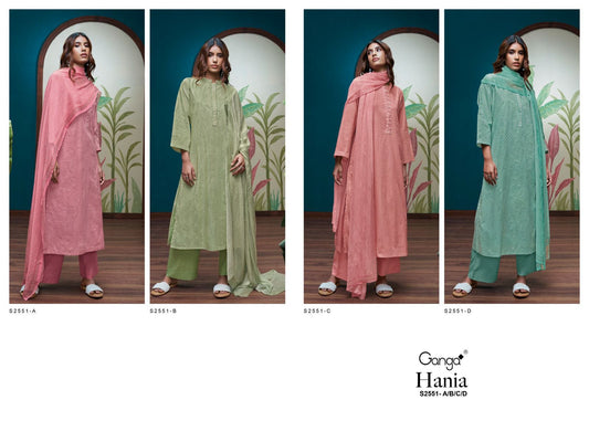 Hania 2551 Ganga Premium Cotton Plazzo Style Suits Exporter Gujarat