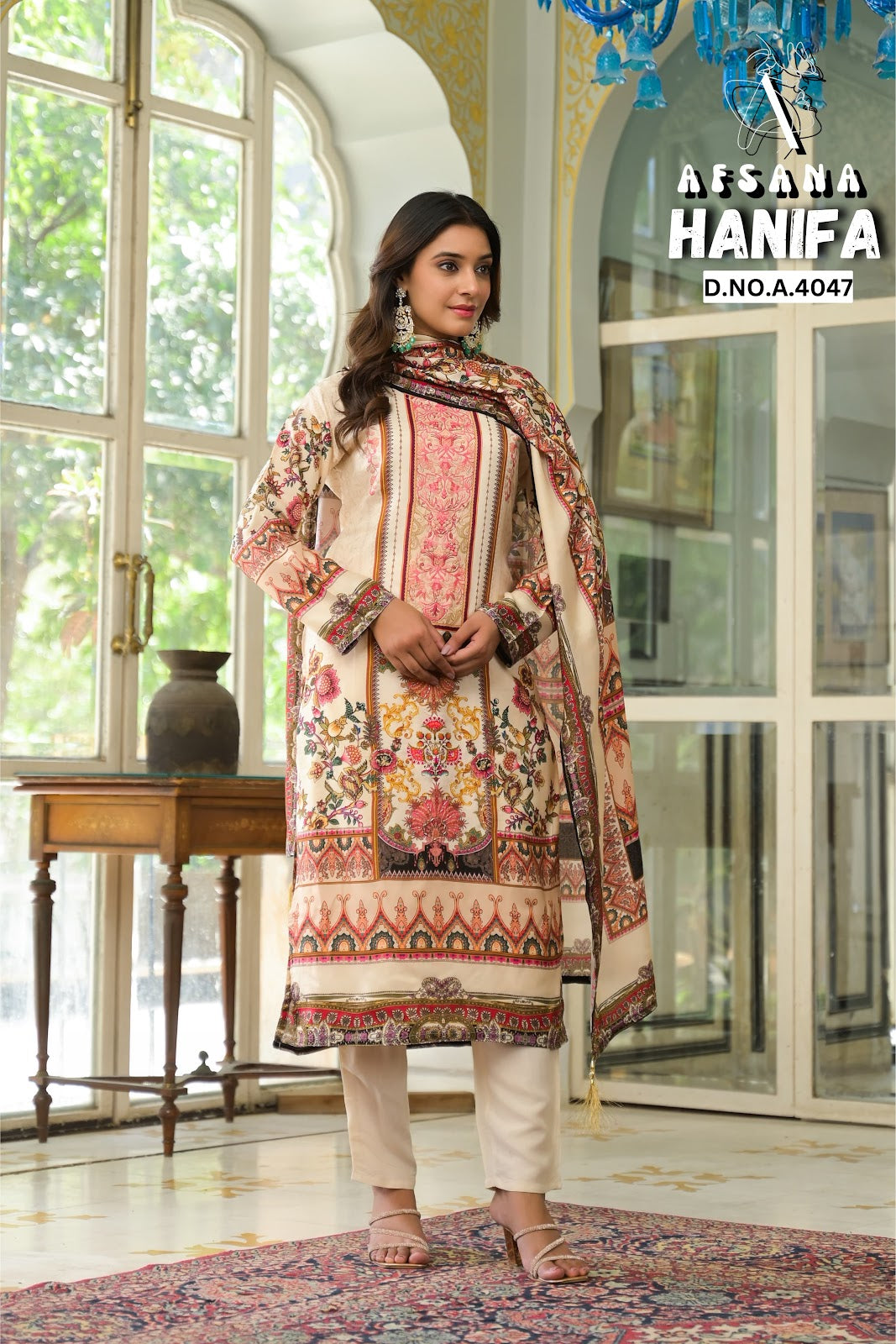 Hanifa Afsana Pure Muslin Pakistani Readymade Suits Wholesaler