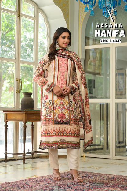 Hanifa Afsana Pure Muslin Pakistani Readymade Suits Wholesaler