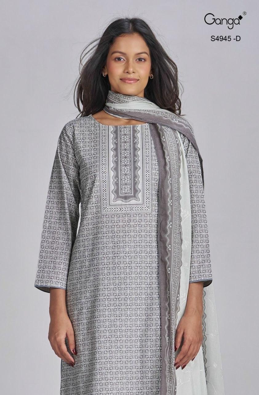 Hanima 4945 Ganga Cotton Plazzo Style Suits Exporter India