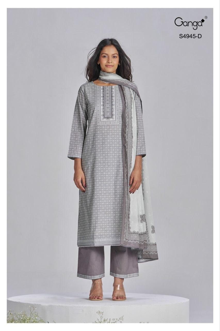 Hanima 4945 Ganga Cotton Plazzo Style Suits Exporter India
