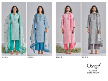 Hanima 4945 Ganga Cotton Plazzo Style Suits Exporter India