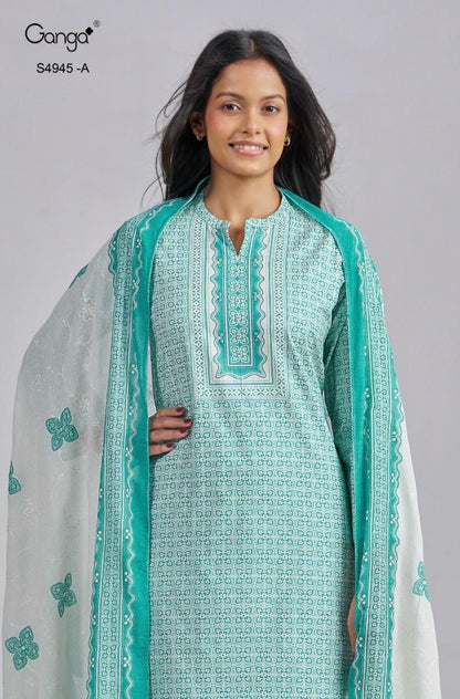 Hanima 4945 Ganga Cotton Plazzo Style Suits Exporter India