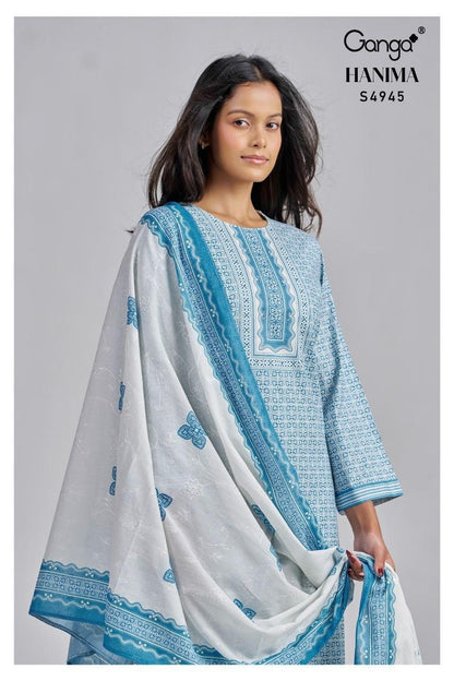 Hanima 4945 Ganga Cotton Plazzo Style Suits Exporter India