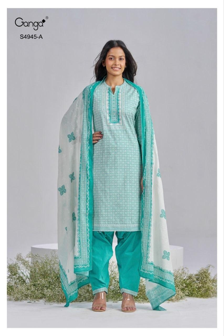 Hanima 4945 Ganga Cotton Plazzo Style Suits Exporter India
